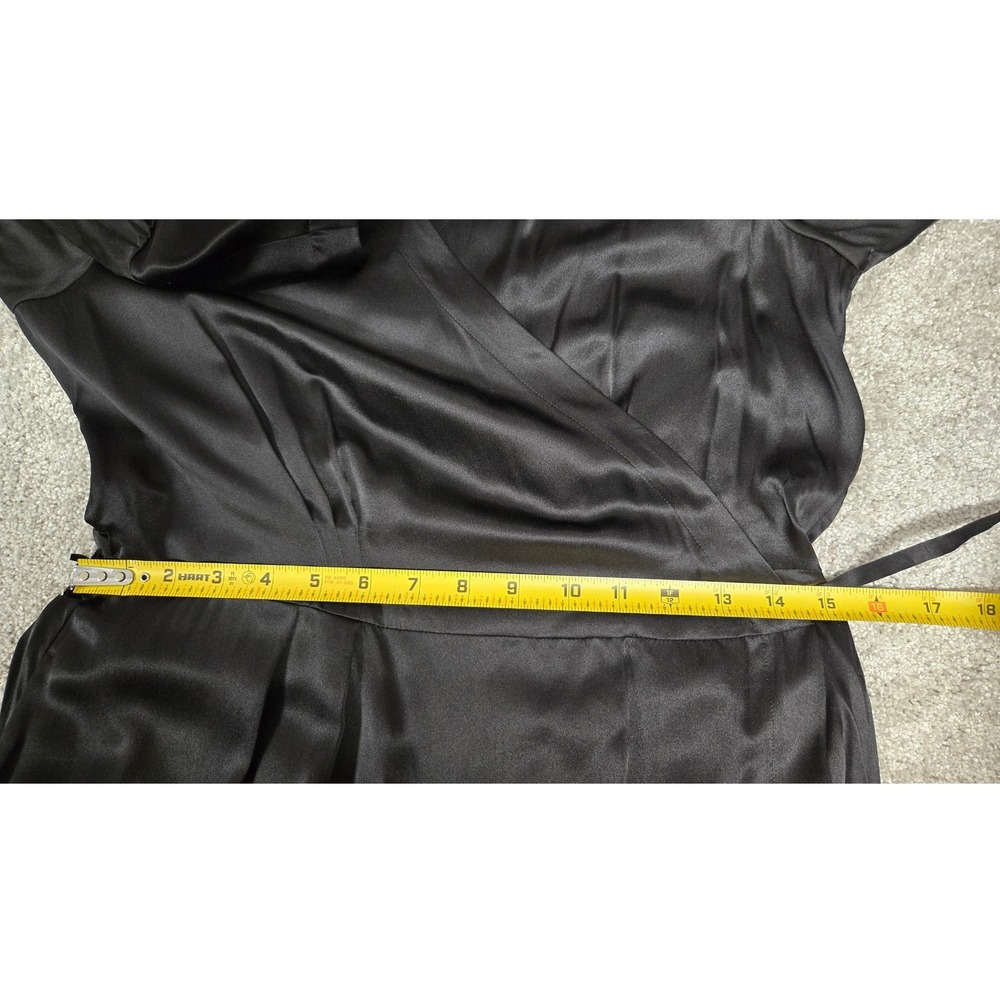 Uniqlo Ines De La Fressange 100% Silk Wrap Midi Dress Long Sleeve Black Size L - Picture 6 of 10